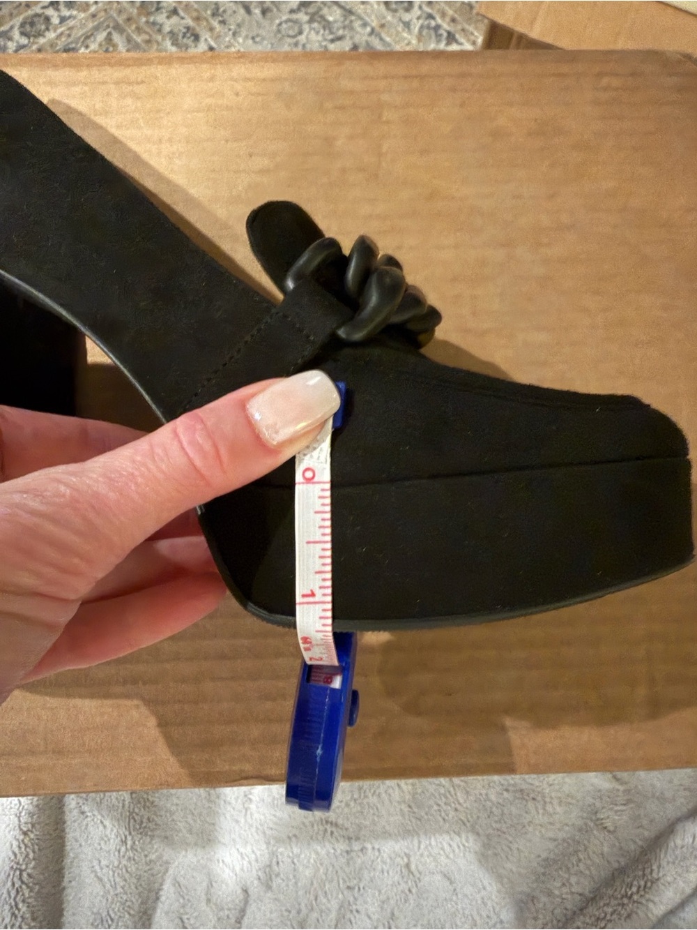 Nordstrom Black Platform Chain-Accent Block Heel Pumps - Picture 11 of 12
